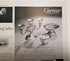 1951 Cartier decorative silver candle holder Bowl compote vintage original ad picture