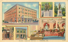 Vtg Linen Postcard Multiple Views of Mark Twain Hotel in Hannibal, Missouri picture