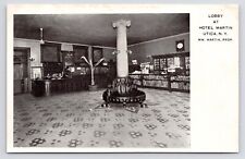 c1910 Hotel Martin Lobby Interior Front Desk Store Utica New York NY Postcard picture