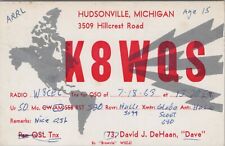 amateur ham radio QSL postcard K8WQS David J. DeHaan 1963 Hudsonville Michigan picture