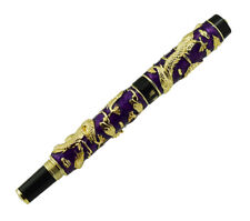 Jinhao Purple Cloisonne Double Dragon Rollerball Pen Big & Heavy Craft Gift Pen picture