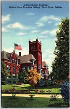 Terre Haute IN, Administration Building Indiana State Teachers College, Postcard picture