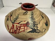 Vintage 1950's Coloramic Tin Metal Litho Christmas Tree Stand Snow Sleigh Scene picture