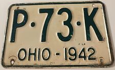 Vintage 1942 Ohio License Plate P-73-K picture