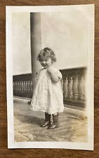 1920s Baby Toddler Infant Child Young Girl Curley Hair Dress Porch Photo P10y4 picture