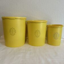 Vintage Set Of 3 Tupperware Yellow Servalier Canister Set With Lids 805 807 811 picture