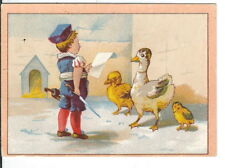 AX-318 Child Reading Decree to Ducks Victorian Trade Card with Carrots 4x2.75
