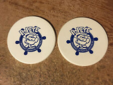2X VINTAGE QUAKER OATS POPEYE WANTS A QUAKER 1990 CEREAL BOWL LID / WRONGWAY052 picture