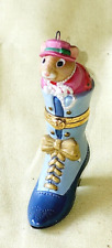 2002 Hallmark FASHION AFOOT Hinged Ornament Trinket Box Porcelain Boot~Mouse picture