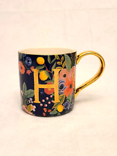 Rifle Paper Co. Anthropologie Floral Porcelain Letter H Monogram Coffee Mug picture