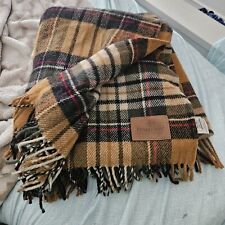 Pendleton Home Collection Wool Plaid Fringe Blanket Brown Black 63 x 52 picture