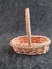 Vintage Mini Tiny Wicker Basket Pink Miniature Doll Size 3 inch picture
