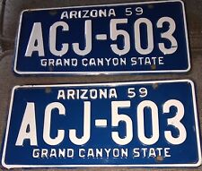1959 Unissued, Unused pair of Arizona license plates ACJ-503 picture