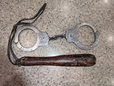 Antique 1912/1915 Peerless Police Handcuffs and Police Blackjack, Night Stick, C picture