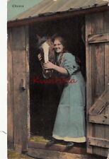Postcard Girl Hugging Horse Chums picture