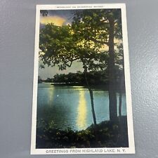 Postcard - Greetings from Highland Lake, New York Beautiful Sunset Art picture