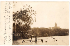 RPPC Diving Pier at Public Baths Fairmount,Minn 1909 Swimming Antique Postcard picture