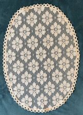 LOVELY OLD ANTIQUE VINTAGE OVAL SHAPED LACE DOILY picture