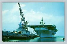 One Of The Largest US Naval Aircraft Carriers In Norfolk VA Vintage Postcard picture