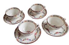 Lot Of 4 Ea Antique Mintons Rose Bone China England Globe Stamp Tea Cup Saucers picture
