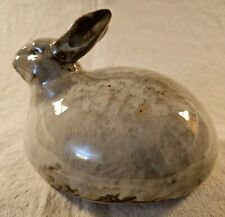 Bunny Figurine Pottery Ceramic Rabbit Easter Garden Decor Cottage Boho Nature  picture