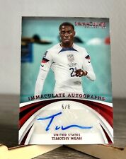 ┥2022-23 Timothy Weah Signed Numbered 6/8 Panini Immaculate Autographs USA picture