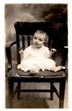 Vintage Real Photo Post Card Baby sitting in chair 7 months with Name 1900's UP picture