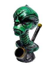 Reptilian Alien Head Handmade Tobacco Smoking Hand Pipe Green Space UFO Sci Fi picture