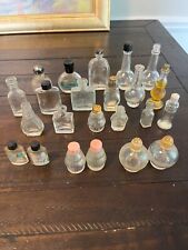 Lot of 23 Old Vintage Glass Perfume Bottles - Many with Tops picture