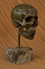 Signed: Milo Bronze Statue Skull Skeleton thinker sculpture Made by Lost Wax LRG picture