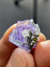 Exquisite purple core transparent cubic fluorite mineral crystal,YaoGangXian picture