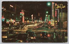 Hollywood California, Coffee Dan's Restaurant Advert Night Lights, VTG Postcard picture