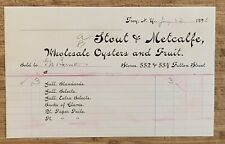 1896 Billhead New York Troy Stout Metcalf Wholesale Oysters Fruit picture