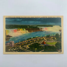 Postcard Canada Niagara Falls Illuminated 1940s Linen Unposted picture