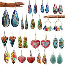 Colorful Sea Sediment Jasper Women Healing Anxiety Relief Dangle Earrings Gifts picture