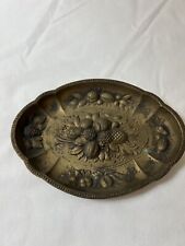 Vtg. Antique Metal Trinket Tray 4inx3in Very Detailed picture