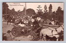 Pasadena CA-California, Rose Parade Float, Horses, Antique Vintage Postcard picture