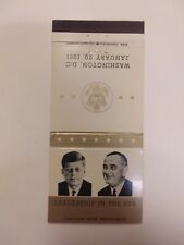 Kennedy & Johnson Leadership In The 60's Washington DC January 20 1961 Matchbook picture