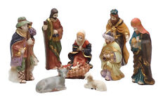 Christmas Nativity Set, 9 Piece Set Ceramic / Porcelain Figures 4 in tall picture