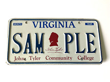 Rare JOHN TYLER College Virginia license plate SAMPLE picture