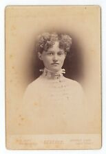 Antique Circa 1880s Cabinet Card Alley Beautiful Woman Curly Hair Beverly, ME picture