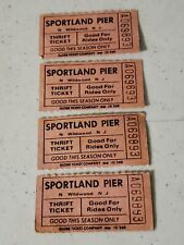 4 Lot Rare Vtg Original Sportland Pier Thrift Ride Tickets Wildwood NJ Boardwalk picture