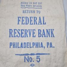 Vintage Federal Reserve Bank Cavas Money Bag Philadelphia Number 5 Good Color picture