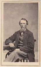Professional Older Male CDV Cab Card Long Beard Seated suit Chair Elderly antiq picture