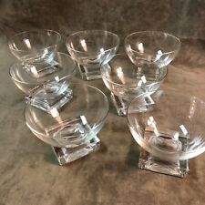 Vintage 1940’s Cambridge Glass Clear Square Pattern Low Sherbet Lot Of 7 Pieces picture