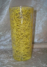 Vintage Yellow Spaghetti Drizzle Scribble String 16 Ounce Tumbler Ice Tea Glass picture