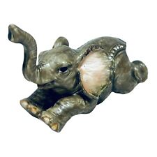 Kubla Crafts Jeweled Trinket Pill Box ELEPHANT Laying Down 2” Tall KUB-62456 picture