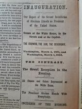 Civil War Newspapers- PRESIDENT LINCOLN'S SECOND INAUGURATION, EXCELLENT PAPER picture