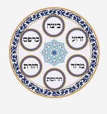 Unique Large Painted Glass Seder Plate for Passover Original Judaica Art picture