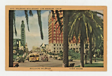 Vintage Postcard  CALIFORNIA   WILSHIRE BLVD LOS ANGLES  LINEN STAMP POSTED 1951 picture